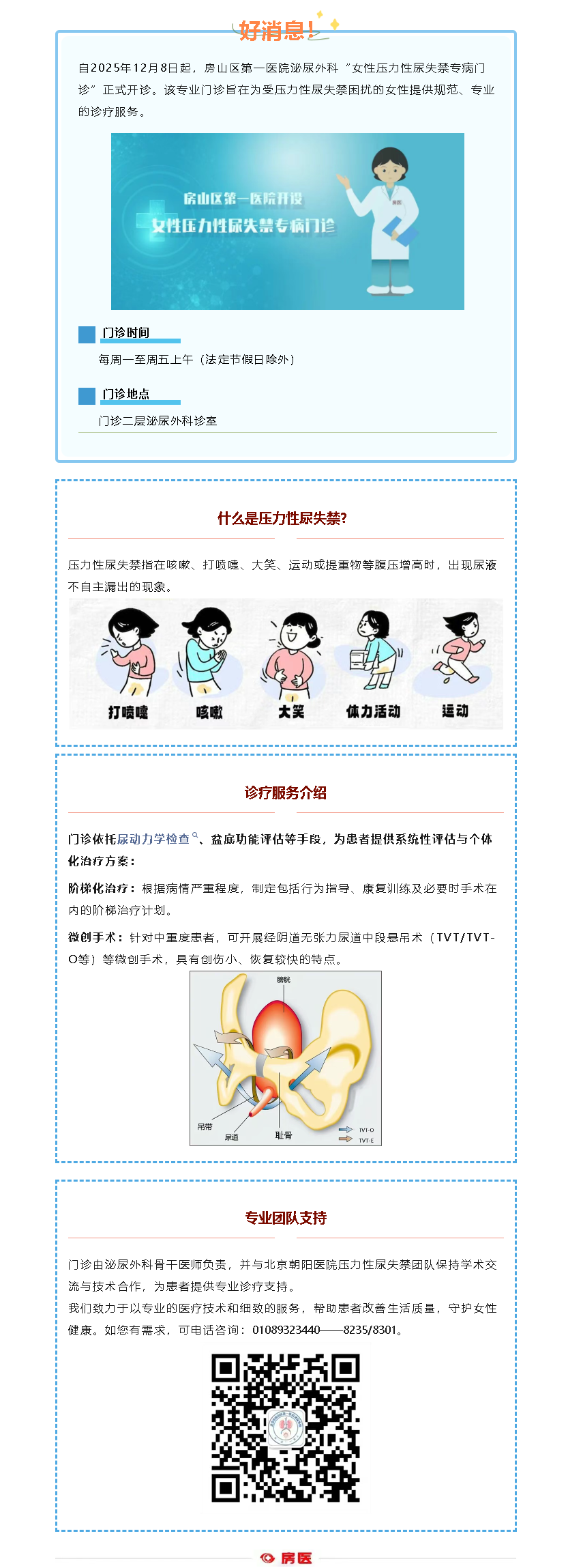 房山区第一医院开设“女性压力性尿失禁专病门诊”(图1)